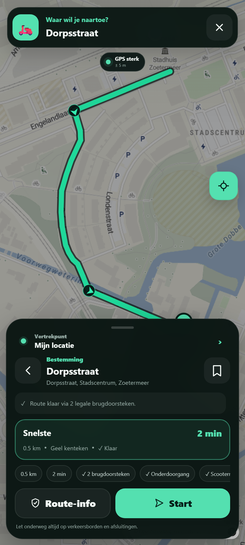 ScootKoers toont een scooterroute en vergelijkt routekeuzes